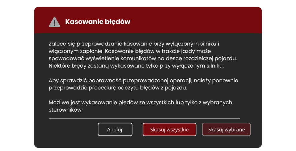 Komunikat systemowy informujący o użyciu kasownika błędów po wykonanej naprawie