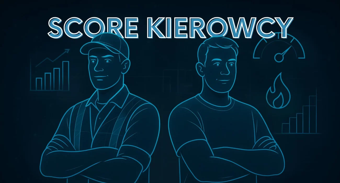 Ilustracja dwóch kierowców na tle ikon przedstawiających wyniki stylu jazdy i oszczędność paliwa.