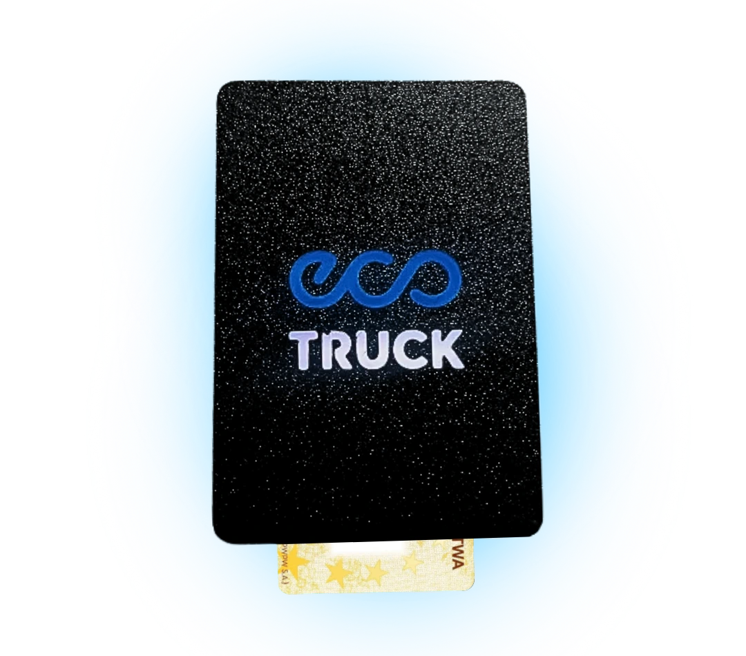 Karta ecoTRUCK przeznaczona do zdalnego pobierania danych z tachografu cyfrowego w systemie telematycznym.