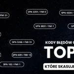 Grafika przedstawiająca listę najczęstszych kodów błędów ciężarówek (m.in. P0401, P0420, SPN 5246) oraz informację o możliwości ich zdalnego kasowania.