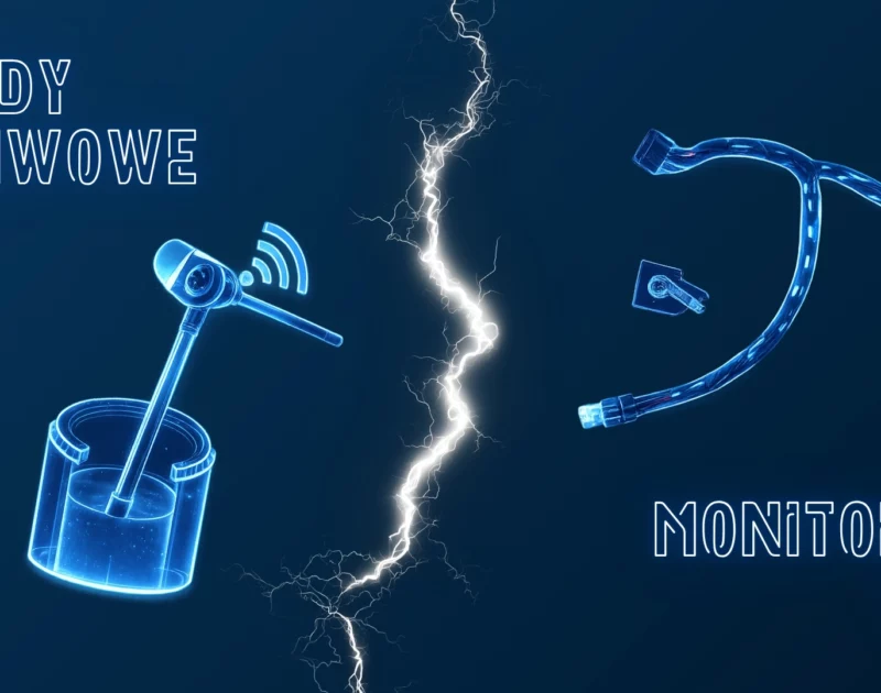 Grafika porównawcza przedstawiająca sondę paliwową zamontowaną w zbiorniku oraz przewody systemu CAN, rozdzielone efektem błyskawicy, symbolizująca różnice między monitoringiem paliwa a odczytem danych z magistrali CAN.